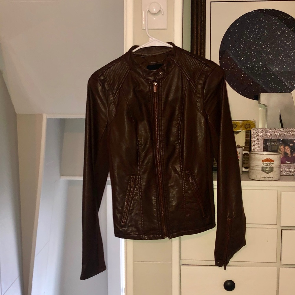 Brown Leather jacket- Express